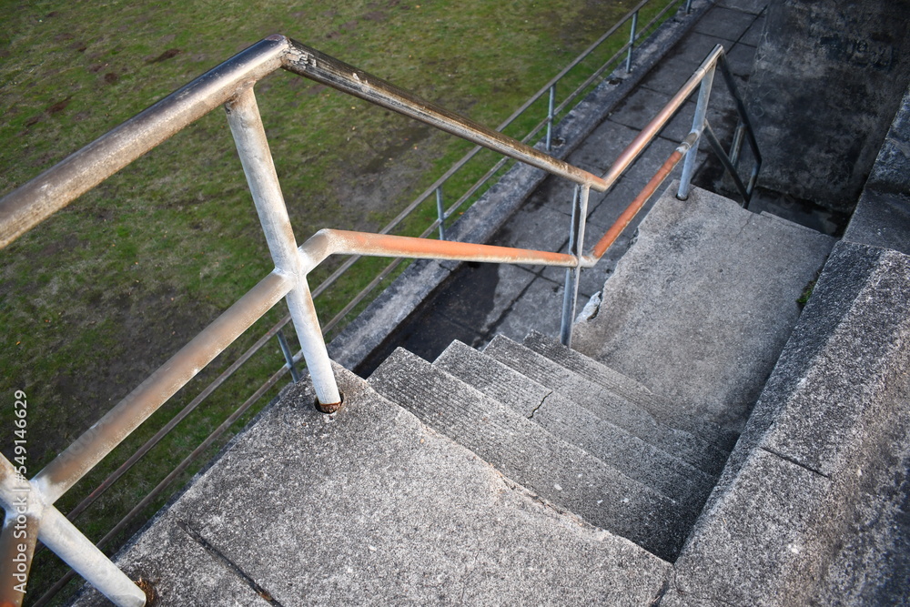 concrete staircase with metal railing concrete staircase with metal railing