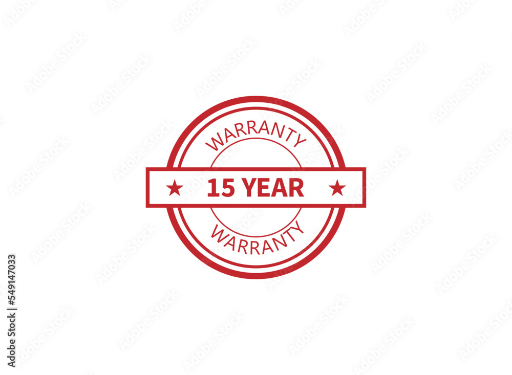 15 years limited warranty icon or label, certificate for customers, warranty stamp or sticker. vector illustration isolated on white background. 15 years limited warranty icon or label, certificate for customers, warranty stamp or sticker. vector illustration isolated on white background.