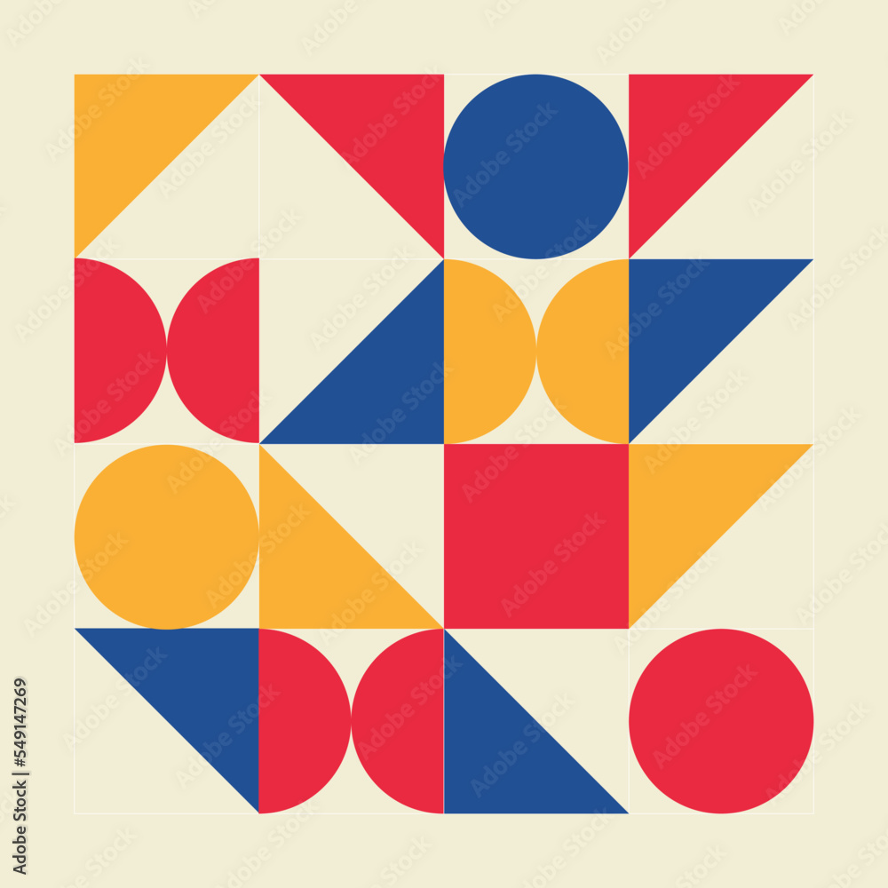 Abstract geometric pattern. Simple color scheme. Bauhaus style.