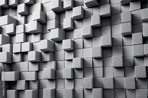 3d  concrete mosaic tiles arranged  a large group of white cubes  illustration with rectangle grey