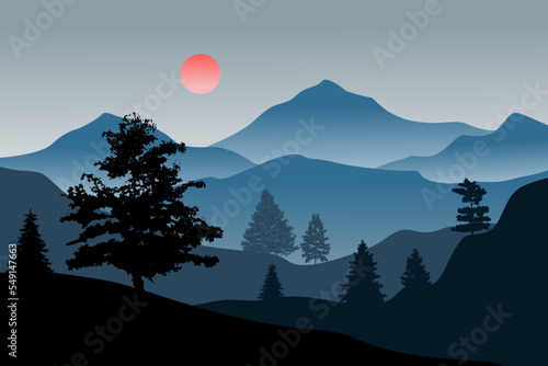 Abstract mountain painting, Abstract background, Premium Vector