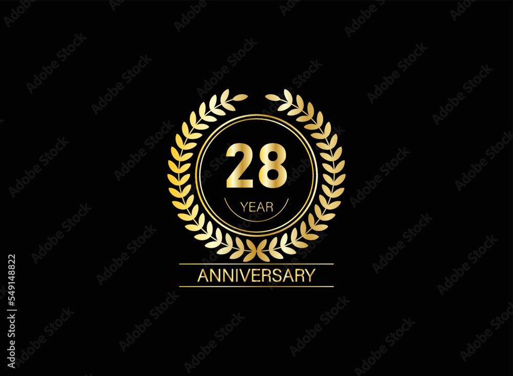 Fototapeta premium 28 years anniversary logo. Vector and illustration. gold anniversary logo.