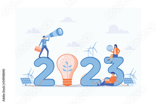 Business 2022 New Year ESG or ecology problem Trends project, Preserving resources of the planet, flat vector modern illustration