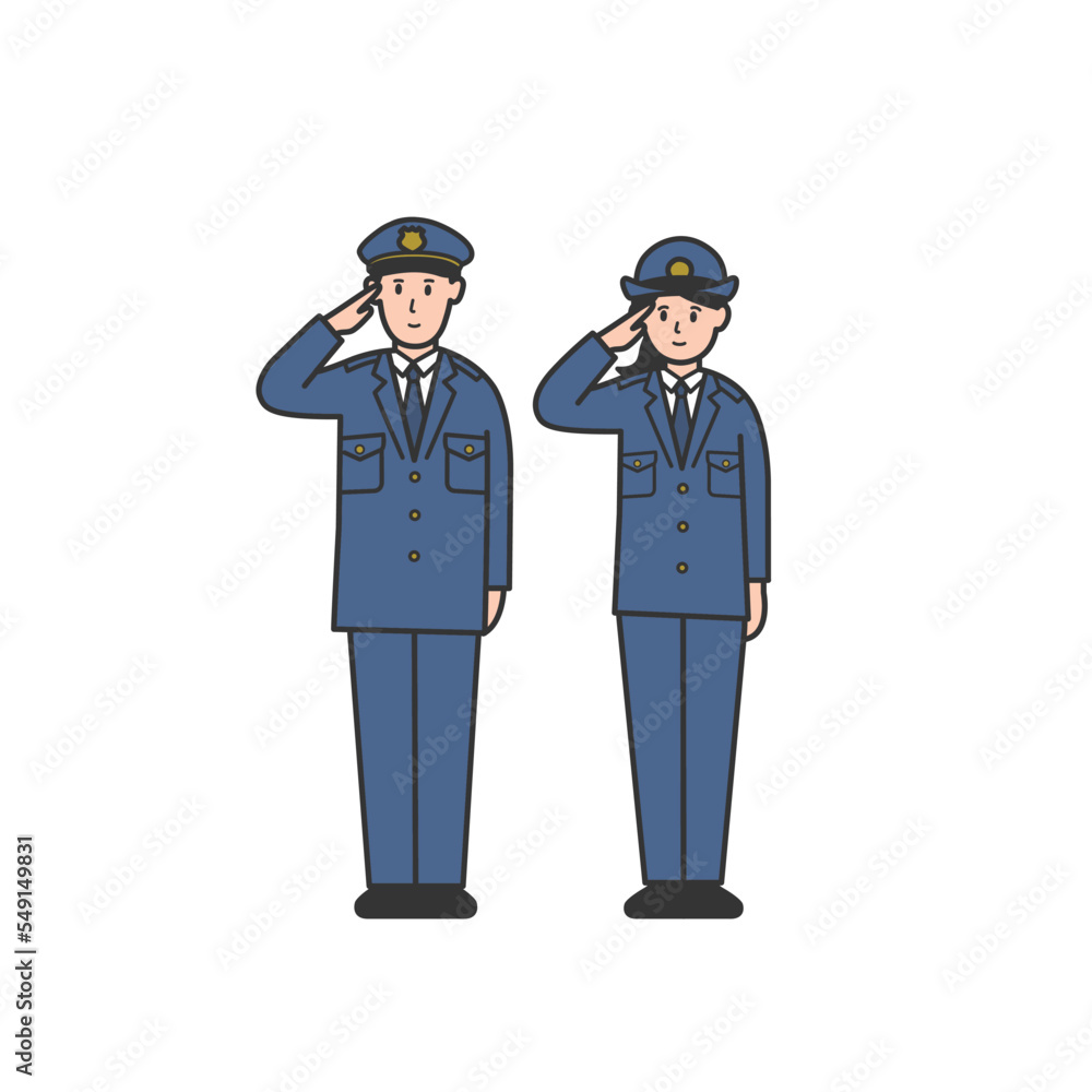 警察官男女全身のイラスト 警察官男女全身のイラスト