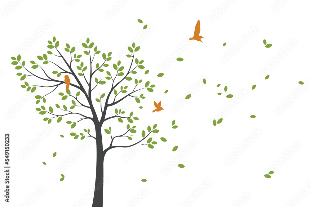 Tree Wall decoration Concept. Bird on branch wall decoration sticker design vector illustration Tree Wall decoration Concept. Bird on branch wall decoration sticker design vector illustration