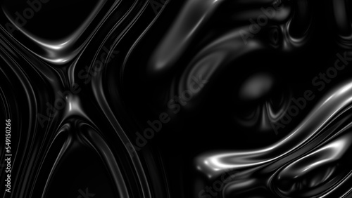 3d render of abstract liquid metal background with curved lines