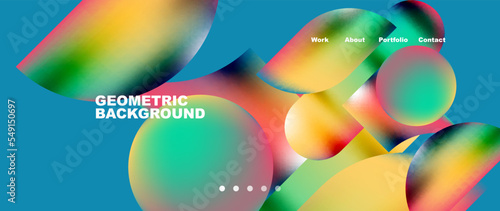Colorful metallic geometric shapes minimal abstract background