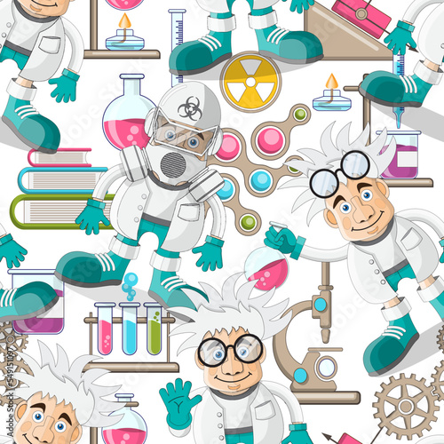 Background on a scientific theme. Seamless pattern. Vector illustration.