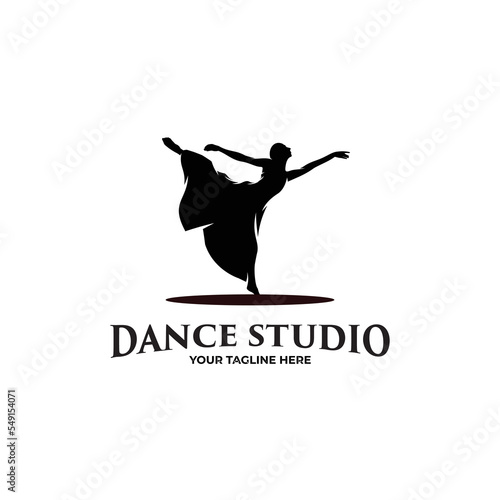Silhouette of dance studio logo design