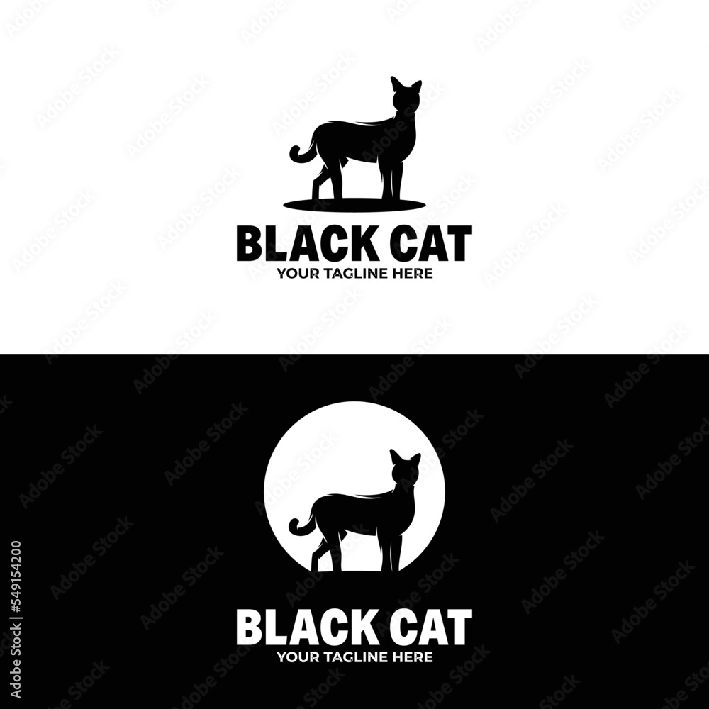 Silhouette of cat logo design inspiration