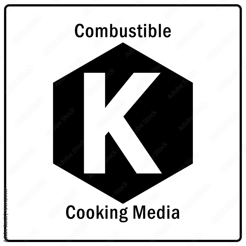 Fire emergency sign combustible cooking media Fire emergency sign combustible cooking media