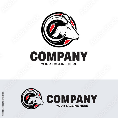 Silhouette of head goat logo design template