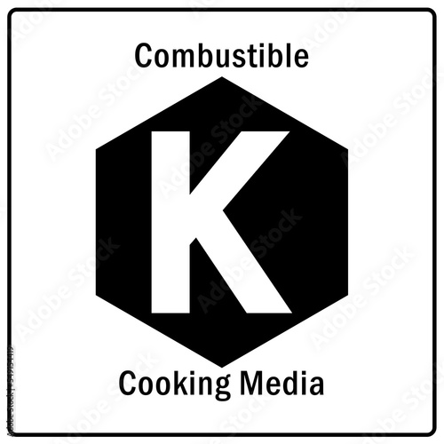 Fire emergency sign combustible cooking media