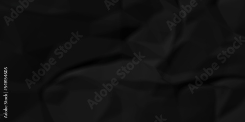 Dark Black facbric paper crumpled texture. dark black textured crumpled black paper background. panorama black paper texture background, crumpled pattern	
