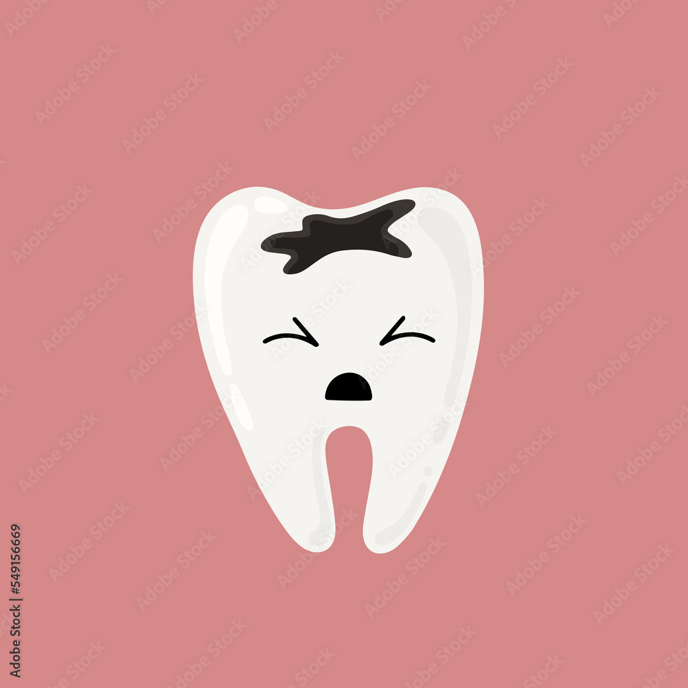Illustration of a tooth with a hole. Caries. Vector image of tooth decay. Care of teeth. Illustration of a tooth with a hole. Caries. Vector image of tooth decay. Care of teeth.