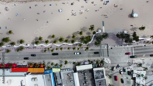 Aerial drone view Las Olas Boulevard and A1A Fort Lauderdale Florida - Beach aerial view of intersection