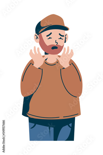man with phobia