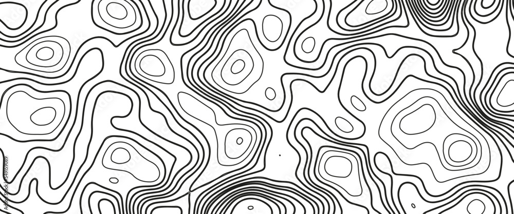 Grey Outline Topographic Contour Map Abstract: стоковая иллюстрация,  1972511657