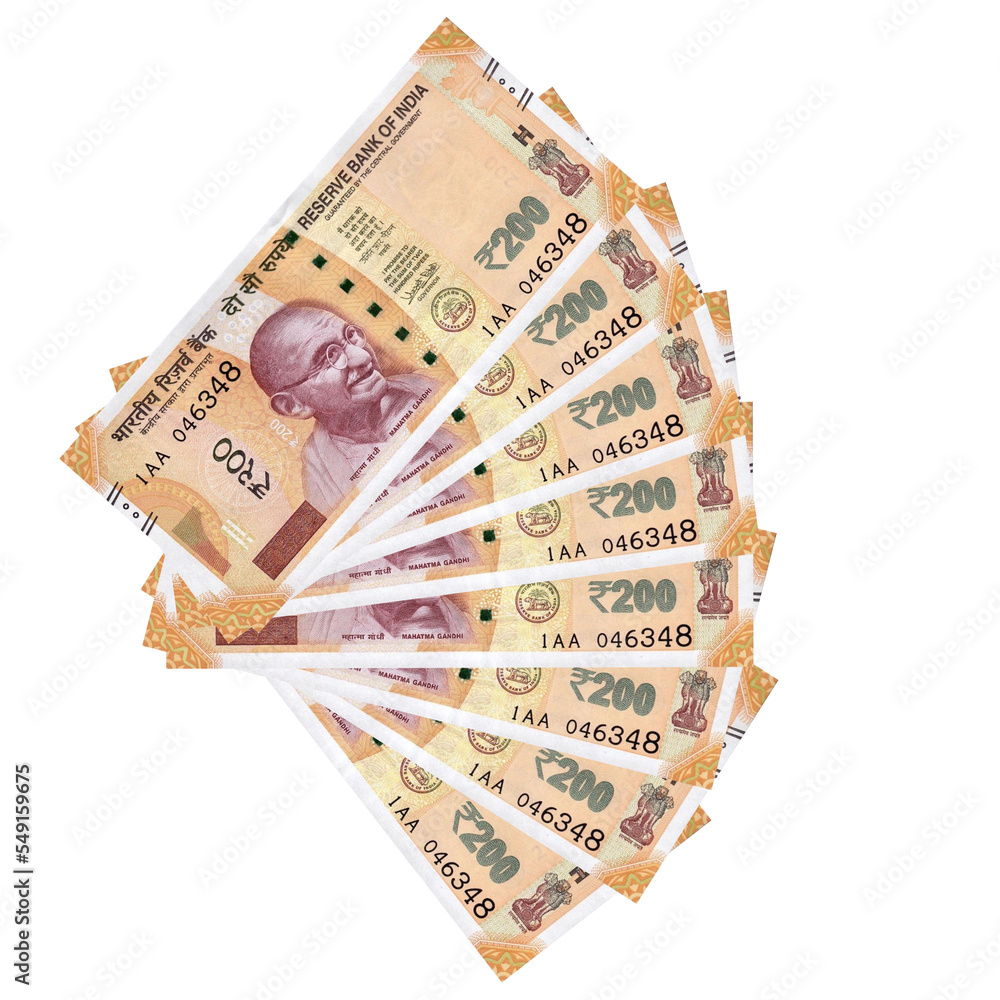 Inr Notes Indian INR 200 Rupees Notes Stock Illustration | Adobe Stock