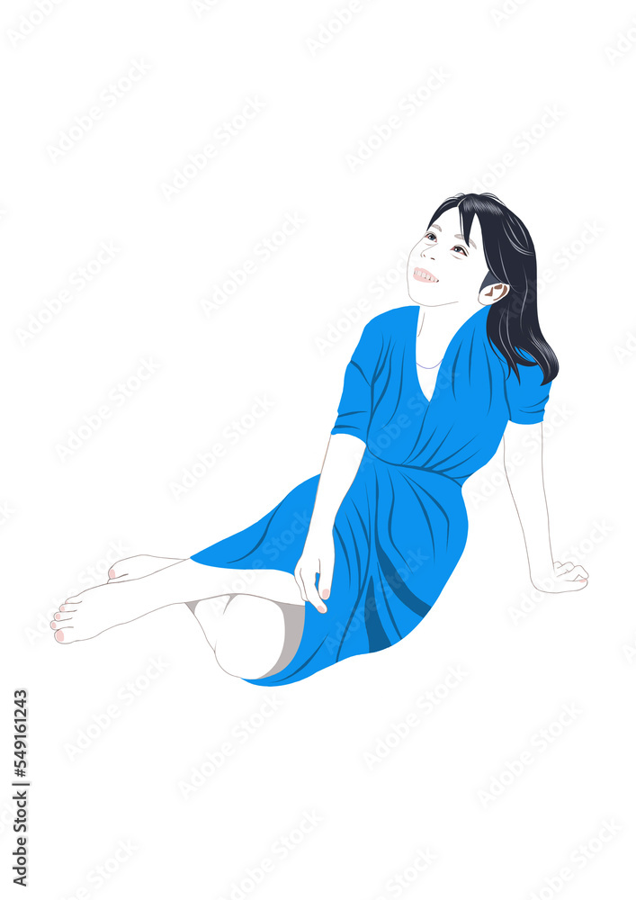 空を眺める少女イラスト