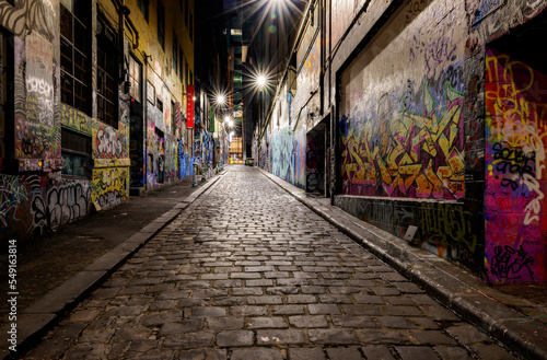 Hosier Lane, Melbourne at night © Andrew
