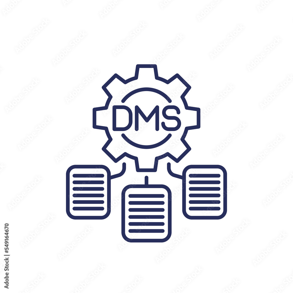 Fototapeta premium DMS, Document management system line icon with a gear