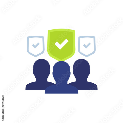 group insurance icon, flat vector