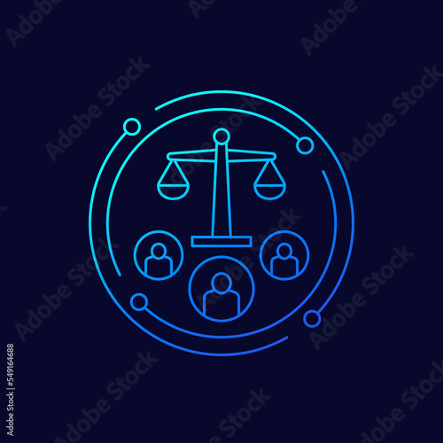 jury icon, law and legal system, linear design