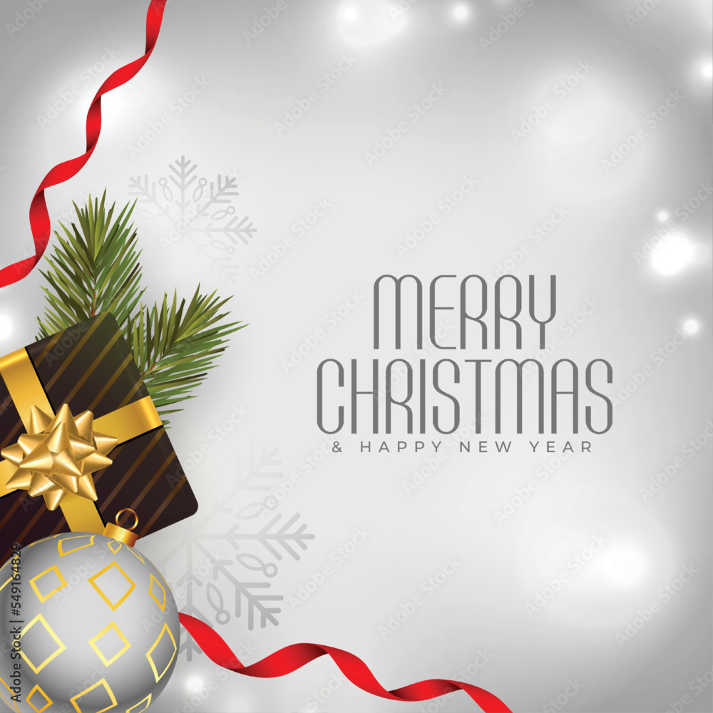 realistic merry christmas grey background with xmas elements