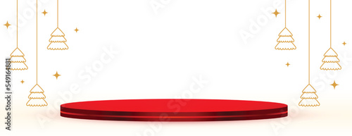 merry christmas festival banner with 3d podium platform