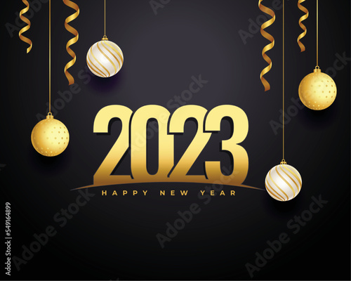 decorative 2023 happy new year golden text greeting design