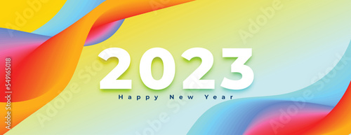 stylish happy new year 2023 colorful banner vector