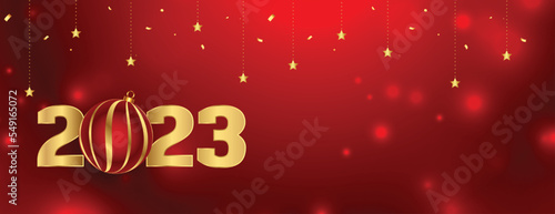 2023 new year eve shiny banner with christmas ball