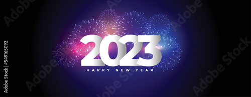 happy new year 2023 celebration banner with firework
