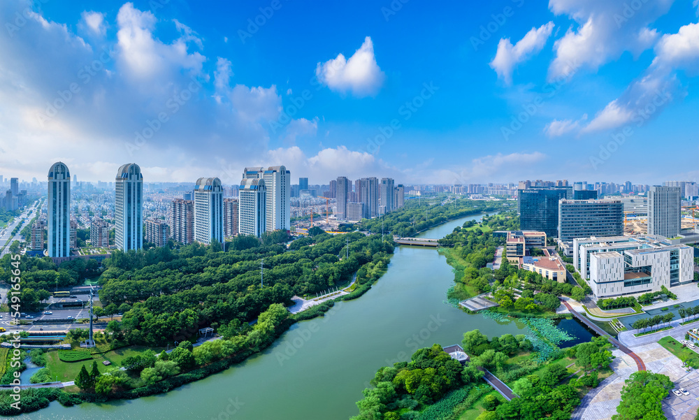 Obraz premium Aerial Scenery of East New Town, Ningbo, Zhejiang, China