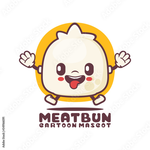 meat bun cartoon mascot. food vector illustration