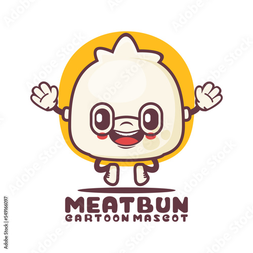 meat bun cartoon mascot. food vector illustration
