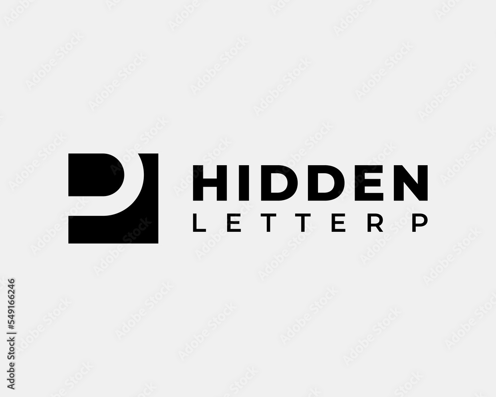 Letter P Monogram Hidden Square Box Shape Simple Minimalism Negative Space Vector Logo Design Letter P Monogram Hidden Square Box Shape Simple Minimalism Negative Space Vector Logo Design