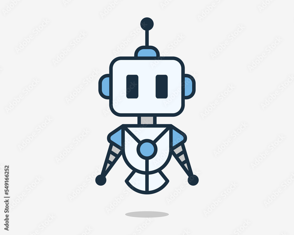 Robot Cyborg Robotic Cyber Humanoid Assistant Bot Futuristic Machine Flat Mascot Vector Logo Design Robot Cyborg Robotic Cyber Humanoid Assistant Bot Futuristic Machine Flat Mascot Vector Logo Design