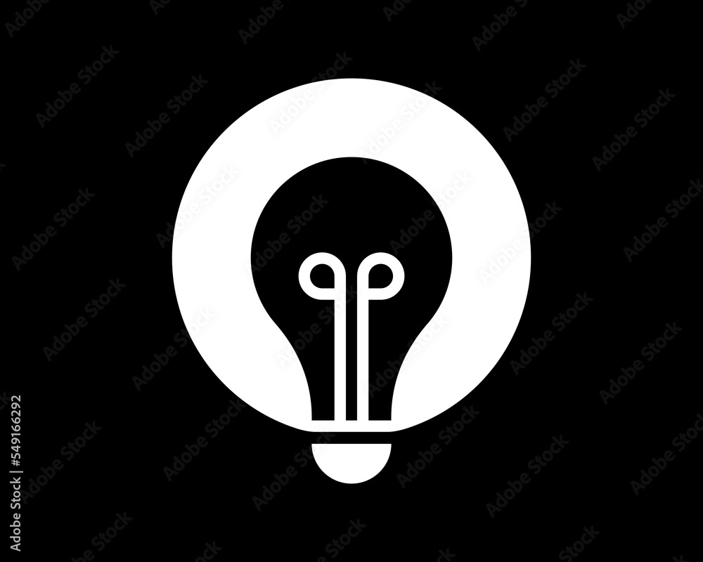 Light Bulb Lamp Innovation Electricity Invention Negative Space Circle Shape Vector Logo Design Light Bulb Lamp Innovation Electricity Invention Negative Space Circle Shape Vector Logo Design