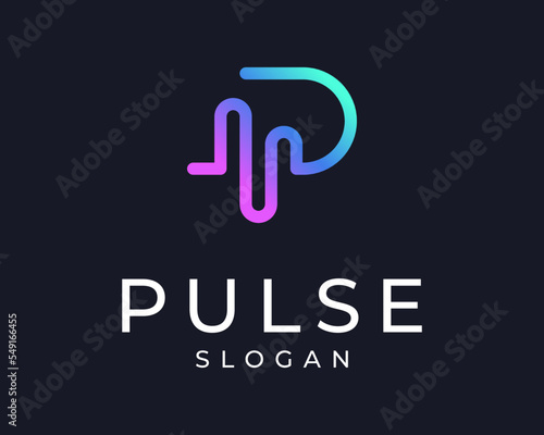 Letter P Pulse Heartbeat Rhythm Cardiology Audio Voice Sound Music Line Simple Vector Logo Design