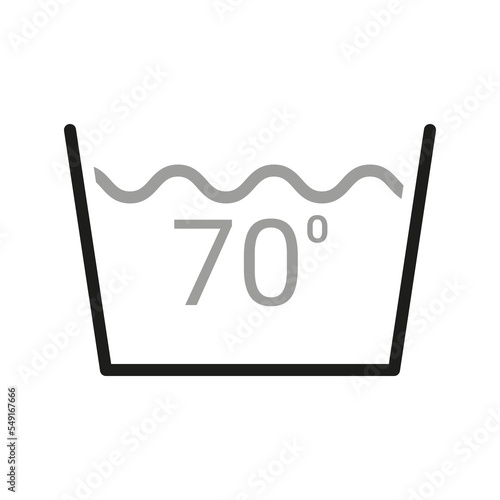 Laundry icon. Care clothes instructions on labels, temperature water 70. Vector line item isolated.