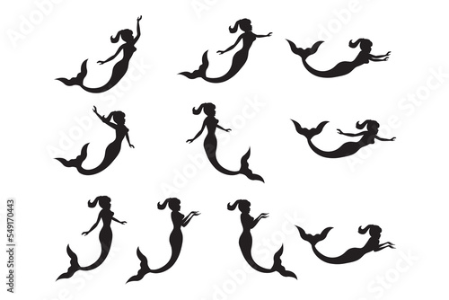Wallpaper Mural cute mermaid silhouette illustration set Torontodigital.ca
