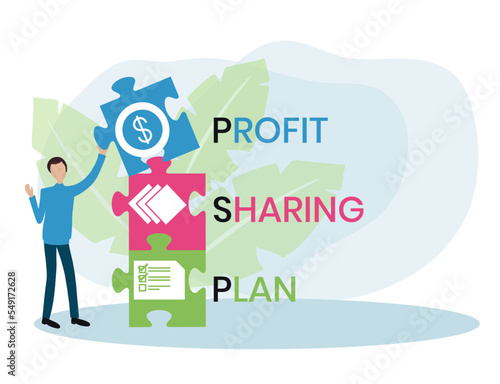 PSP - Profit Sharing Plan acronym. business concept background. vector illustration concept with keywords and icons. lettering illustration with icons for web banner, flyer, landing