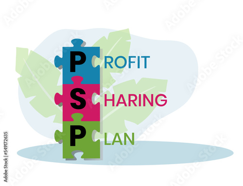 PSP - Profit Sharing Plan acronym. business concept background. vector illustration concept with keywords and icons. lettering illustration with icons for web banner, flyer, landing