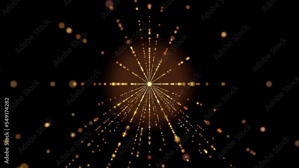 Motion background, Orange gold yellow golden brown, trails of glow circle light particles run out