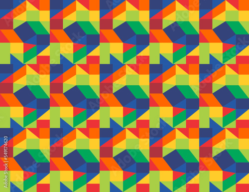 Pattern of geometric shapes. Triangles, squares.Texture with flow of spectrum effect. Geometric background. square to the side, the resulting image can be repeated, or tiled, without visible seams.