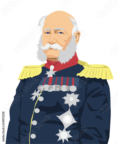 Obraz na plátně Retrato em Vetor do Imperador Wilhem I da Alemanha