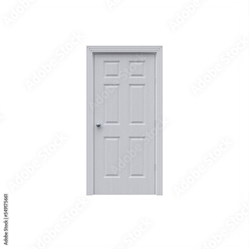 White 6 Panel closed Door isolated