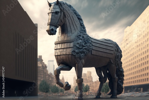Fotografia Trojan horse in a city